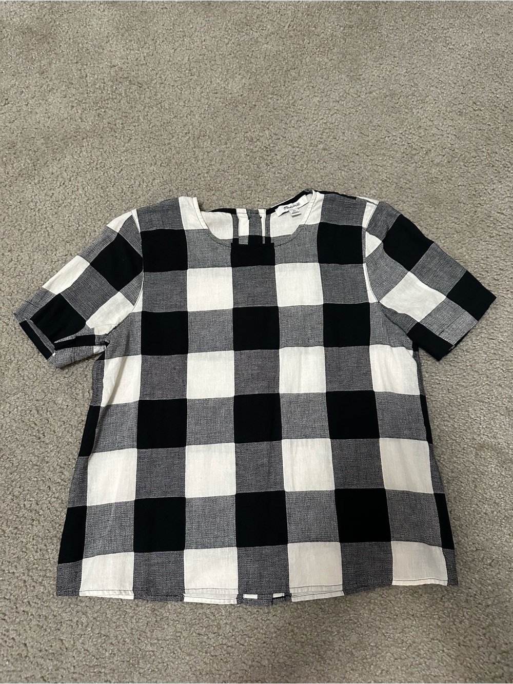 Madewell Black and White Check Pullover Top
